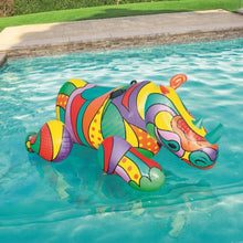 Load image into Gallery viewer, Charge into Summer Fun: Adult Giant Inflatable Ride-On Rhino Pool Floats - Full Printing for Wild Adventures!"
