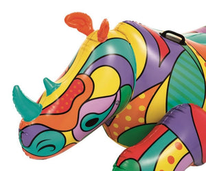 Charge into Summer Fun: Adult Giant Inflatable Ride-On Rhino Pool Floats - Full Printing for Wild Adventures!"