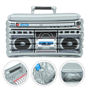 "Revitalize Your Pool Party: Inflatable Cooler  Ice Tray & Boombox Bar - Your Ultimate 80s Upgrade!"